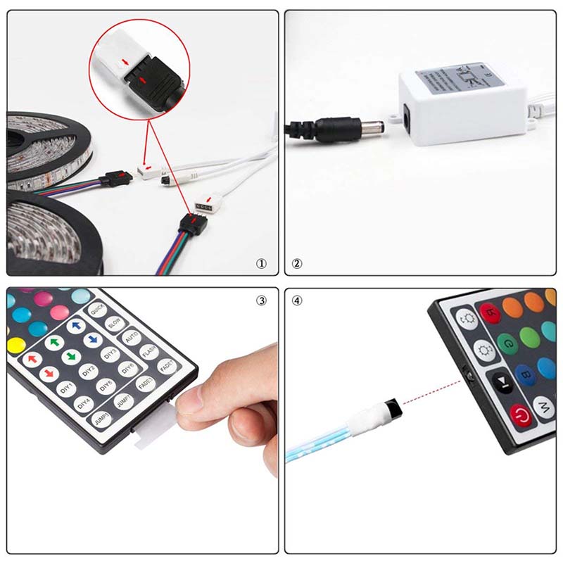 DC12V 5ALed-Lichtleiste, wasserdicht, 600 LEDs, 32.8 Fuß, 10 m, wasserdicht, flexibel, Farbwechsel, RGB SMD 5050, 600 LEDs, LED-Lichtleisten-Set mit 44 Tasten, IR-Fernbedienung