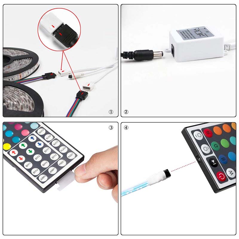 LED Strip Light Remote Controller, 44 Key Button 4-Pin Wireless Control IR  Remote for DC 12V RGB Rope Lighting