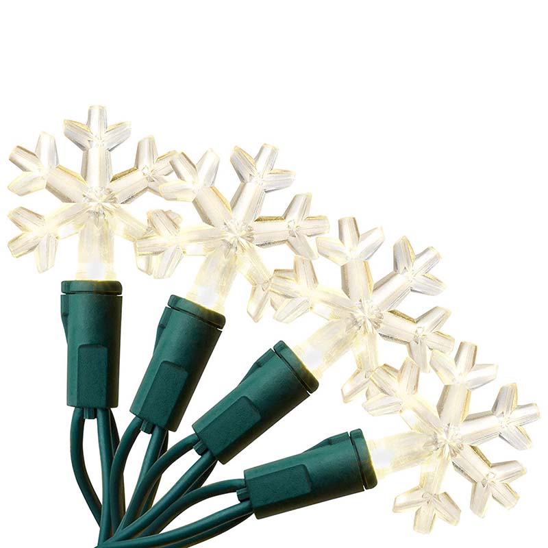 Venkovní/vnitřní vánoční osvětlení Snowflake LED, 50 žárovek na sadu 16.3 ft, teplá bílá