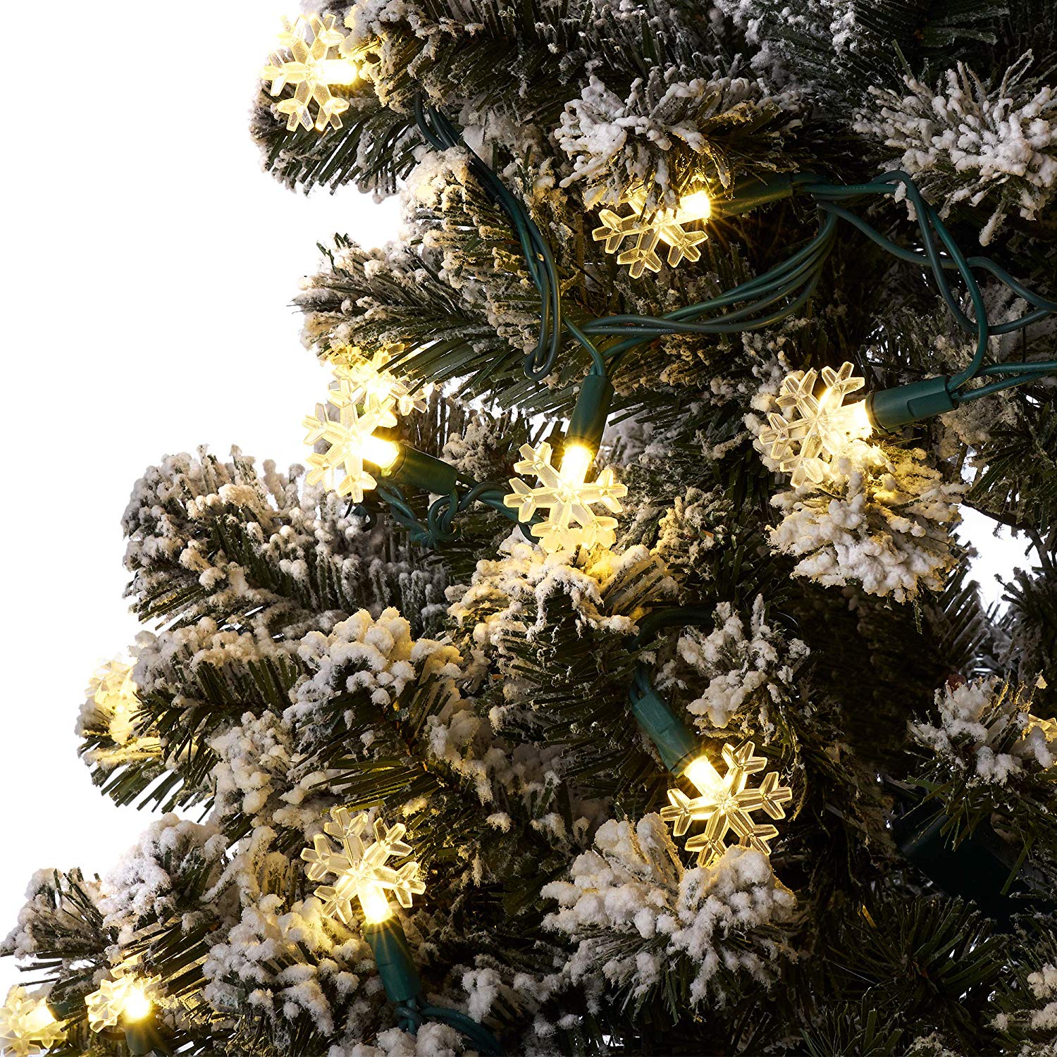 Weihnachtsbeleuchtung für den Innen- und Außenbereich, Schneeflocken-LED, 50 Glühbirnen pro 16.3-Fuß-Set, warmweiß Weihnachtsbeleuchtung für den Innen- und Außenbereich, Schneeflocken-LED, 50 Glühbirnen pro 16.3-Fuß-Set, warmweiß