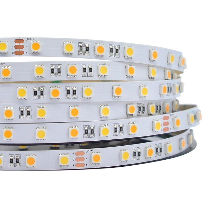 DC12V/24V 5050SMD 300LEDs Flexibles CCT-LED-Lichtband – Serie Reinweiß + Warmweiß, superhell