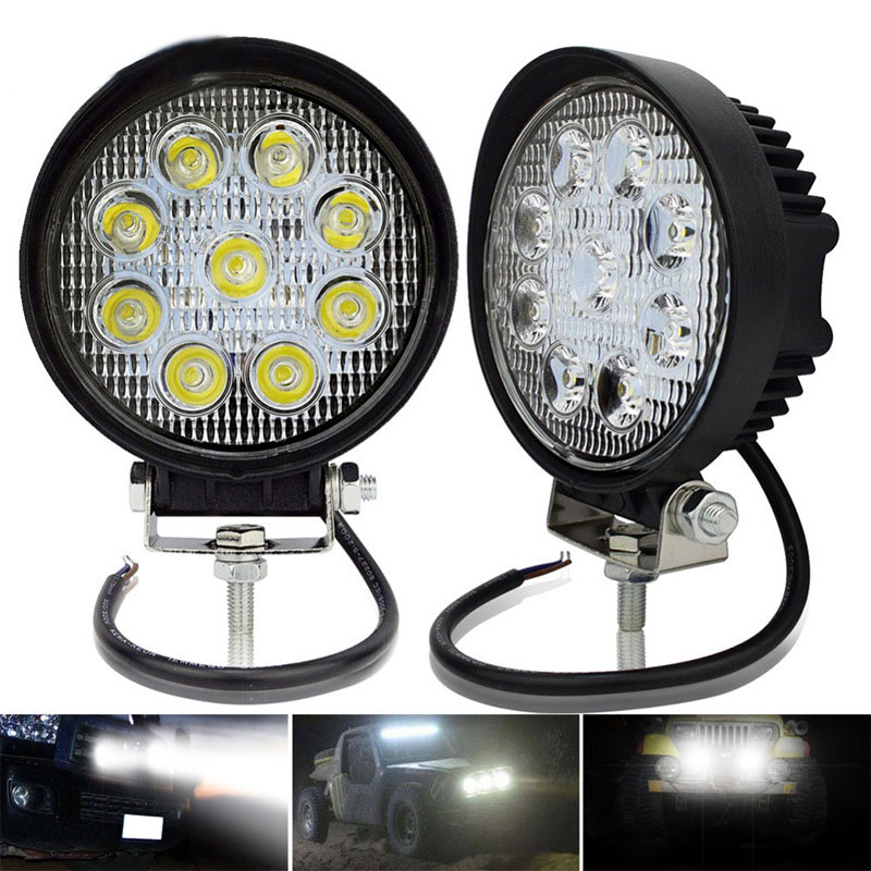 DC12-24V 9LEDs 27W 4-Zoll-Auto-LED-Arbeitslicht Runde Offroad-modifizierte Scheinwerfer Technische Fahrzeughilfsbeleuchtung Inspektionsleuchten