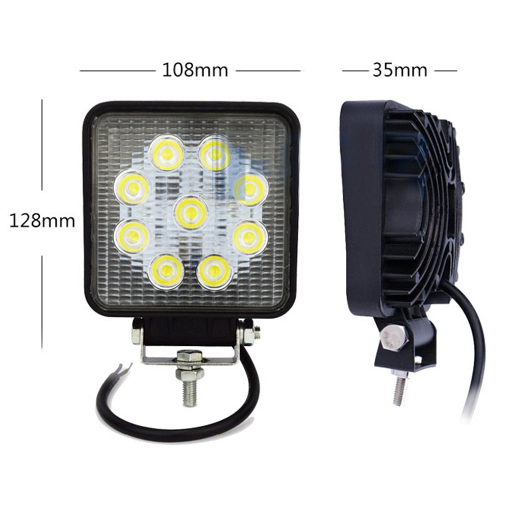 DC12-24V 9LED 27W 4palcové pracovní světlo Čtvercové terénní vozidlo Horní reflektor Široká tlaková síť pro nákladní vozidla Bílé světlo Searchlight DC12-24V 9LED 27W 4palcové pracovní světlo Čtvercové terénní vozidlo Horní reflektor Široká tlaková síť pro nákladní vozidla Bílé světlo Searchlight