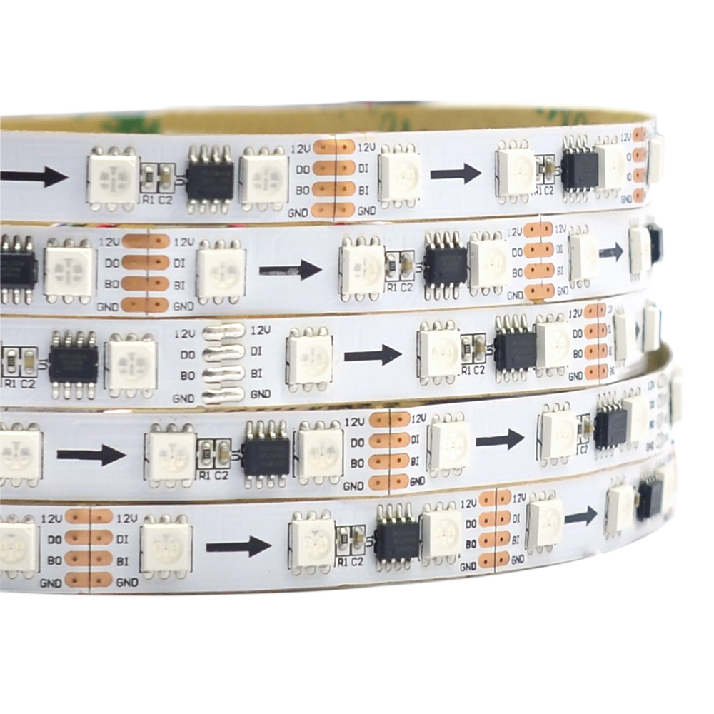 DC12V WS2818(Aktualizace WS2811) 5050SMD RGB, Breakpoint-continue, 300 LED adresovatelných digitálních proužkových světel, Vodotěsné Dream Color Programovatelné Flexibilní LED páskové světlo, 5m/16.4ft na roli