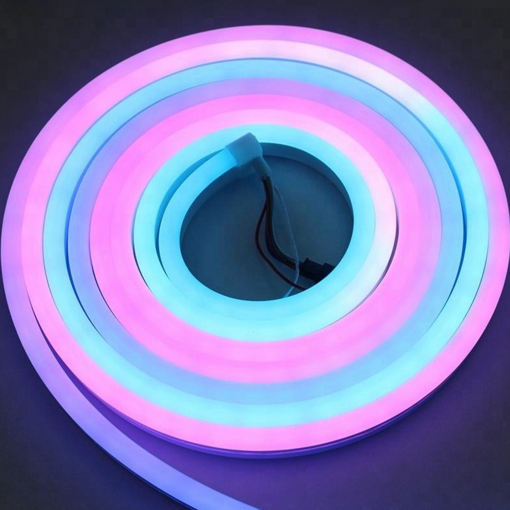 DC12-24V 10*23mm vysoce vyzařující silikonové adresovatelné neonové digitální LED tubusové světlo s programovatelným flexibilním LED páskem WS2818 Dream Color, 5m/16.4Ft na roli DC12-24V 10*23mm vysoce vyzařující silikonové adresovatelné neonové digitální LED tubusové světlo s programovatelným flexibilním LED páskem WS2818 Dream Color, 5m/16.4Ft na roli