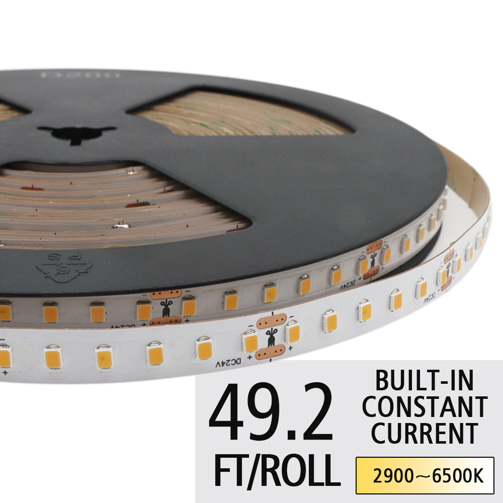 DC24V 2835SMD 120LEDs/M Flexibler LED-Lichtstreifen – integrierte Konstantstrom-LED – 32.8 bis 65.6 Fuß optional