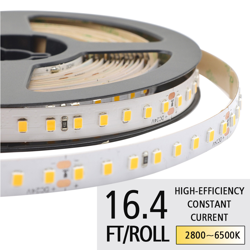 Hocheffizienter, flexibler weißer LED-Streifen mit konstanter Spannung DC24V 2835SMD – 128 LEDs/m – wasserdicht optional