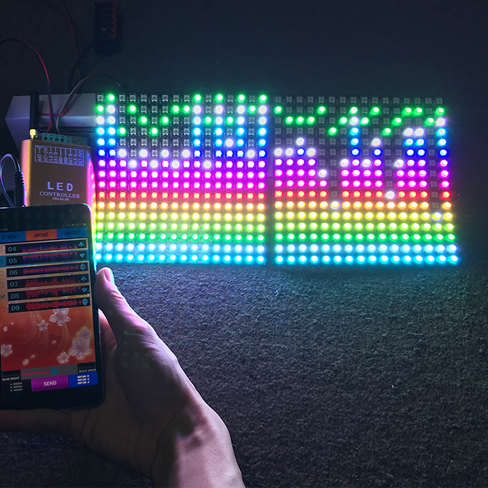 DC5V 0.52 x 0.52 ft WS2812B Plně barevný digitální adresovatelný flexibilní LED displej – vestavěný 256 pixelový bodový maticový displej