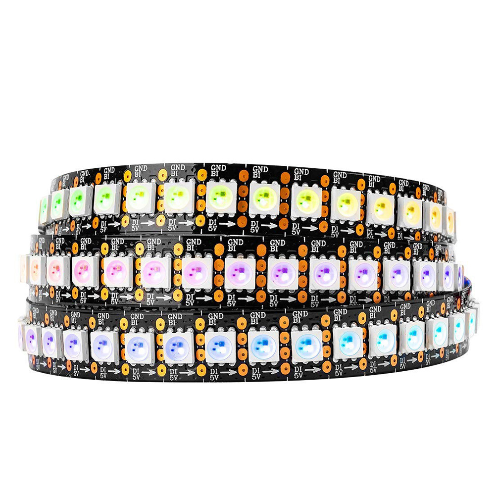 DC5V WS2813 (upgradovaný WS2812B) Breakpoint-continue 144 LED individuálně adresovatelných digitálních LED páskových světel (duální signální dráty), vodotěsné Dream Color Programovatelné 5050 RGB Flexibilní LED páskové světlo，1m/3.28ft