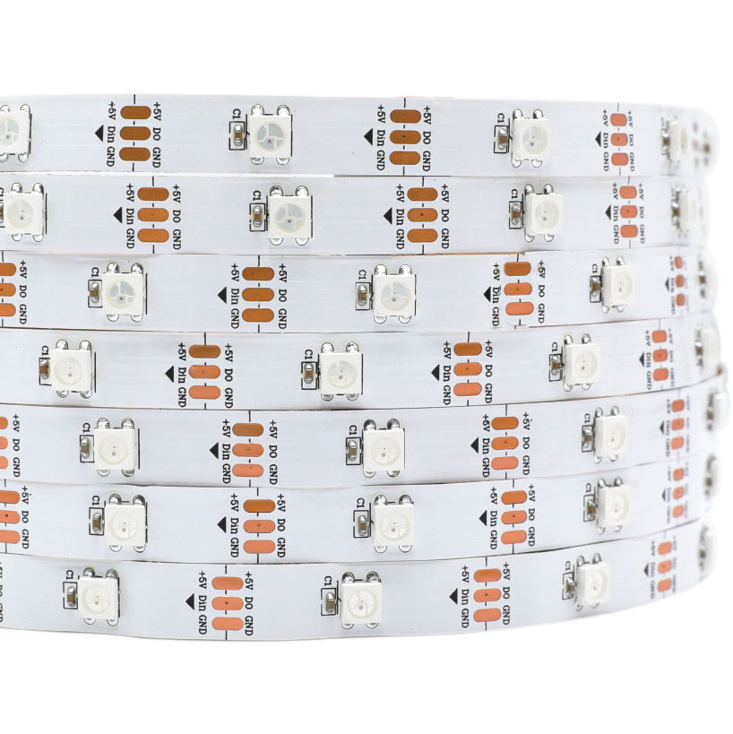 DC5V WS2812B 5050 RGB-LED-Lichtleiste mit Farbverlauf, 30 LEDs/m, 1.64–16.4 Fuß