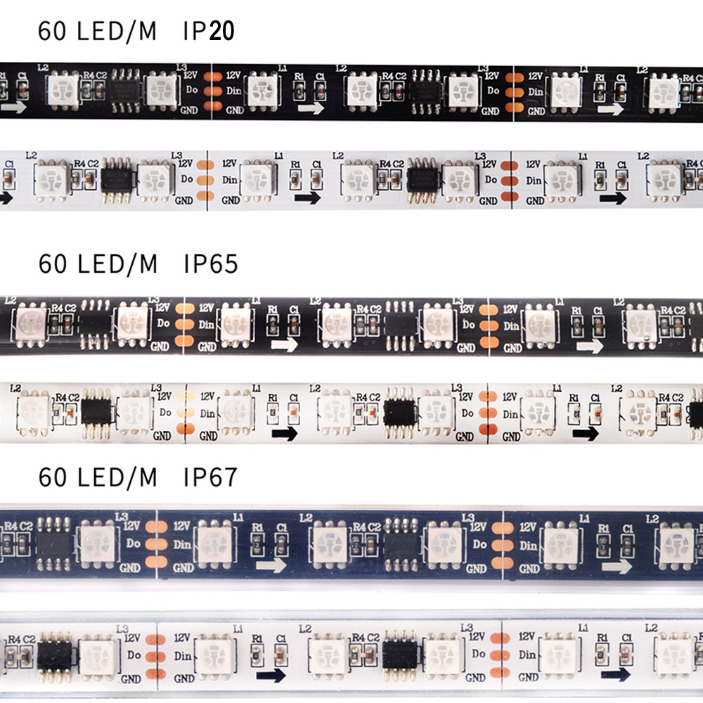 WS2811 DC12V Vodotěsné IP67 adresovatelné digitální plně barevné flexibilní LED páskové osvětlení – 18LED/ft WS2811 DC12V Vodotěsné IP67 adresovatelné digitální plně barevné flexibilní LED páskové osvětlení – 18LED/ft