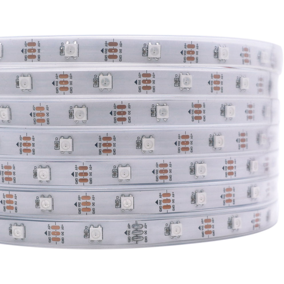 Flexibilní LED pásková světla řady WS2812B DC5V, programovatelné sledování plné barvy pixelů, venkovní vodotěsné volitelné, 30 LED/m 1.64–16.4 stop na kotouč v prodeji Flexibilní LED pásková světla řady WS2812B DC5V, programovatelné sledování plné barvy pixelů, venkovní vodotěsné volitelné, 30 LED/m 1.64–16.4 stop na kotouč v prodeji