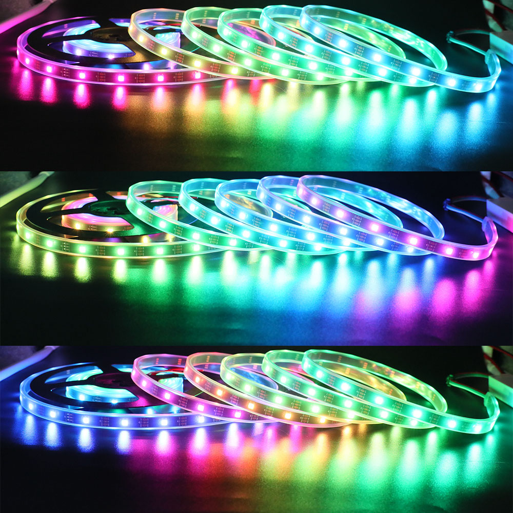Flexibilní LED pásková světla řady WS2812B DC5V, programovatelné sledování plné barvy pixelů, venkovní vodotěsné volitelné, 30 LED/m 1.64–16.4 stop na kotouč v prodeji Flexibilní LED pásková světla řady WS2812B DC5V, programovatelné sledování plné barvy pixelů, venkovní vodotěsné volitelné, 30 LED/m 1.64–16.4 stop na kotouč v prodeji