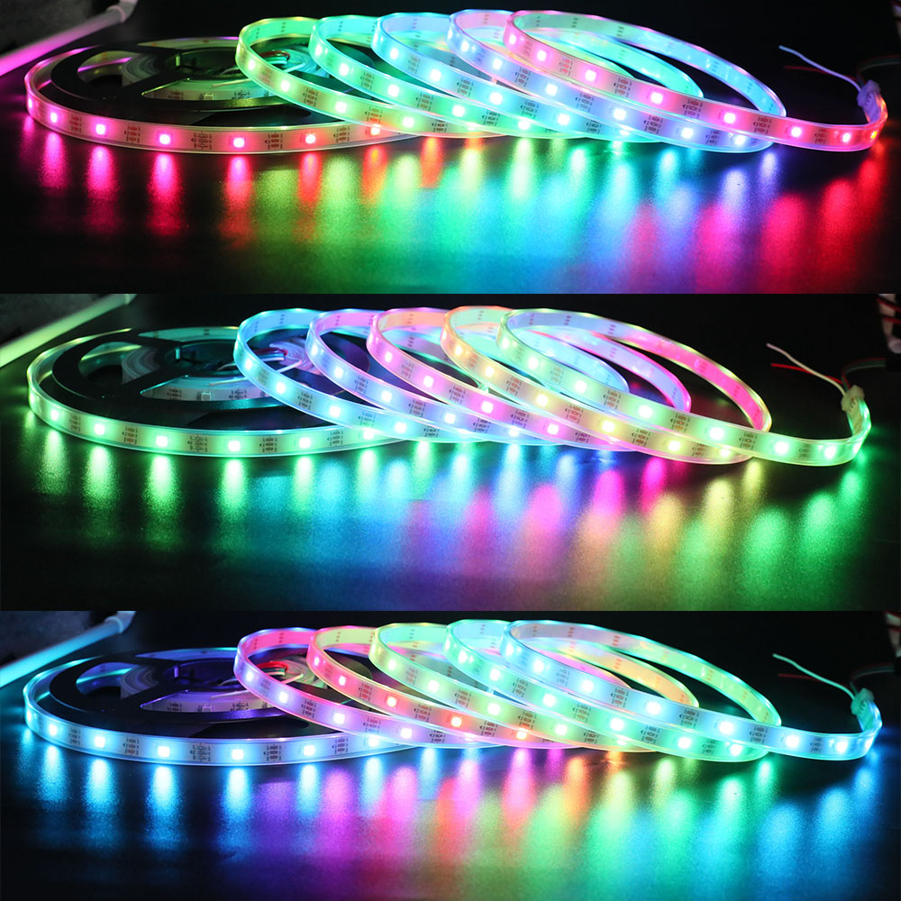 Flexibilní LED pásková světla řady WS2812B DC5V, programovatelné sledování plné barvy pixelů, venkovní vodotěsné volitelné, 30 LED/m 1.64–16.4 stop na kotouč v prodeji Flexibilní LED pásková světla řady WS2812B DC5V, programovatelné sledování plné barvy pixelů, venkovní vodotěsné volitelné, 30 LED/m 1.64–16.4 stop na kotouč v prodeji