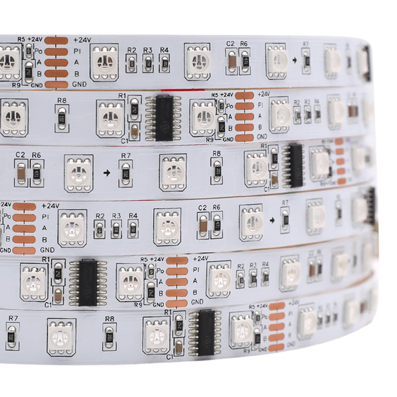 DMX512 RGB DC24V 240 LED diod Adresovatelný LED pásek Světla Vestavěné 485 dekódovací osvětlení scény Programovatelné pixelové LED pásy, 16.4 stop/role DMX512 RGB DC24V 240 LED diod Adresovatelný LED pásek Světla Vestavěné 485 dekódovací osvětlení scény Programovatelné pixelové LED pásy, 16.4 stop/role