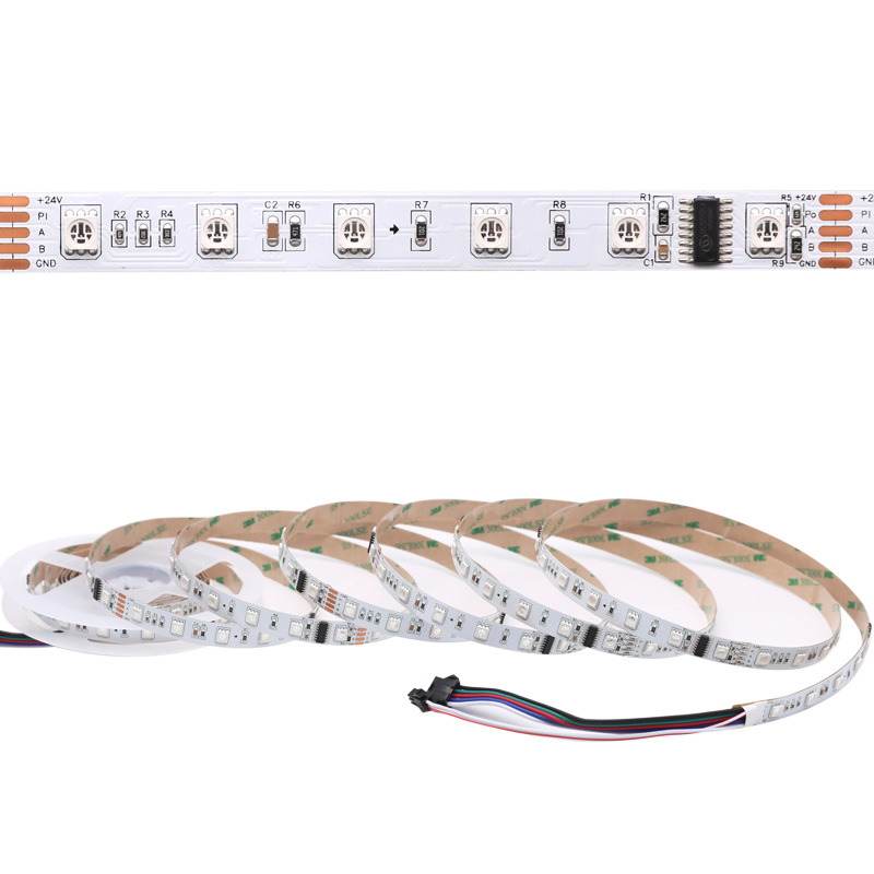 DMX512 RGB DC24V 240 LED diod Adresovatelný LED pásek Světla Vestavěné 485 dekódovací osvětlení scény Programovatelné pixelové LED pásy, 16.4 stop/role DMX512 RGB DC24V 240 LED diod Adresovatelný LED pásek Světla Vestavěné 485 dekódovací osvětlení scény Programovatelné pixelové LED pásy, 16.4 stop/role