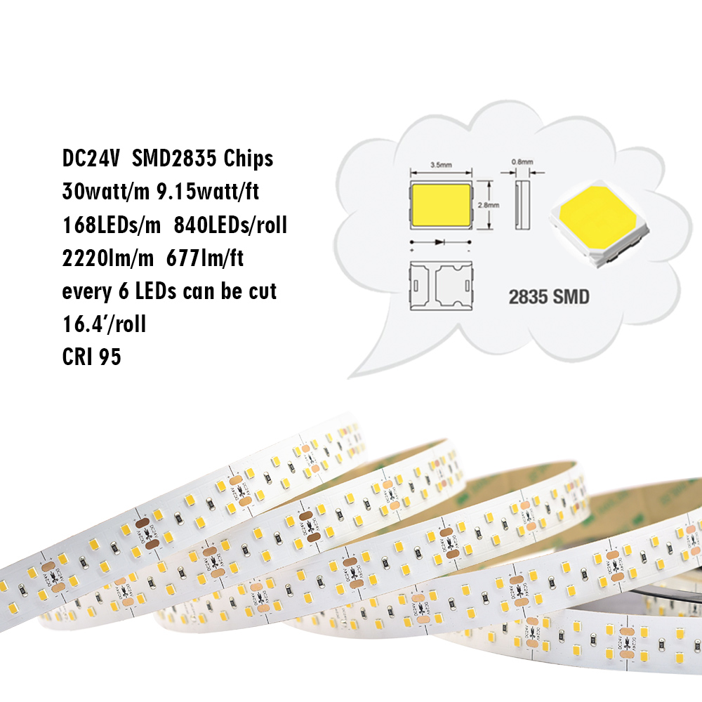 Dvouřadá řada DC24V 2835SMD High CRI 95 840LED Vodotěsné volitelné osvětlení Flexibilní LED páskové světlo, 5 m/16.4 stop na kotouč v prodeji Dvouřadá řada DC24V 2835SMD High CRI 95 840LED Vodotěsné volitelné osvětlení Flexibilní LED páskové světlo, 5 m/16.4 stop na kotouč v prodeji