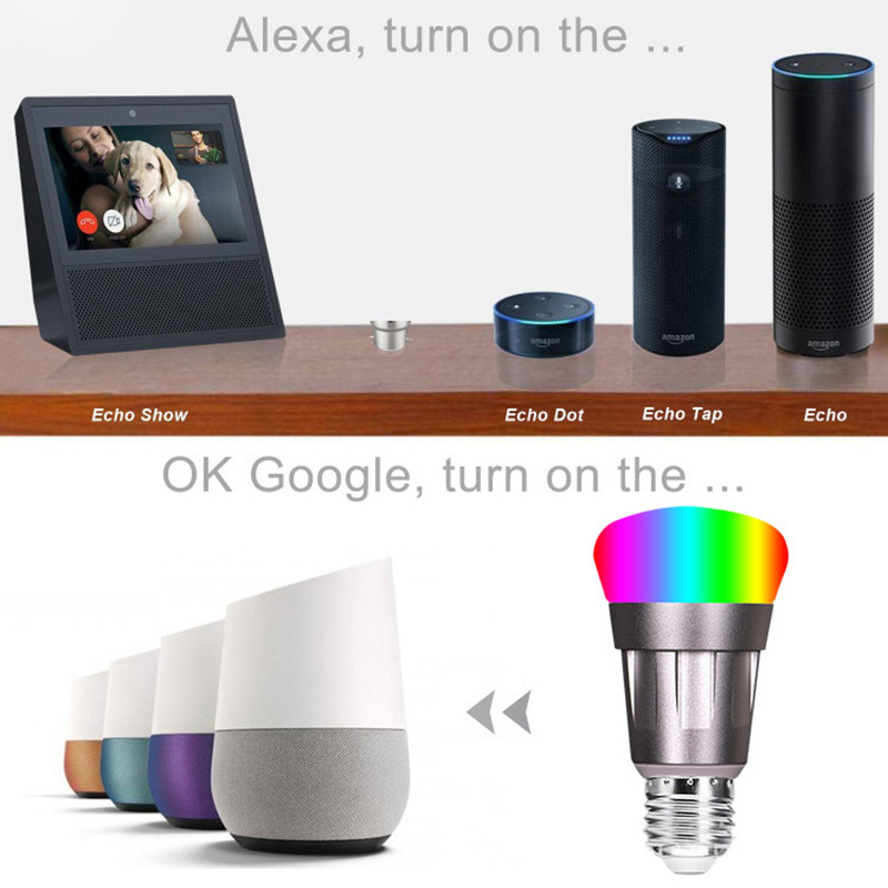 E27 11W RGB APP-Fernbedienung Intelligente Sprach-LED-Glühbirne, AC85-265V, LED-Glühbirne mit mehrfarbiger Atmosphäre E27 11W RGB APP-Fernbedienung Intelligente Sprach-LED-Glühbirne, AC85-265V, LED-Glühbirne mit mehrfarbiger Atmosphäre