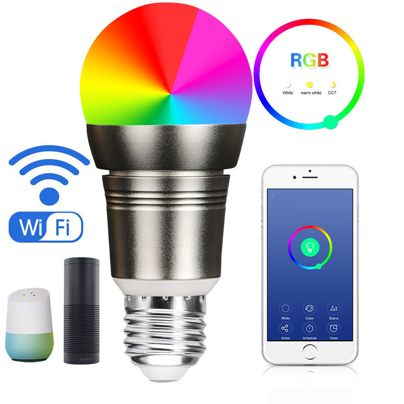 E27 WiFi LED žárovka měnící barvu - Smartphone a hlasové ovládání