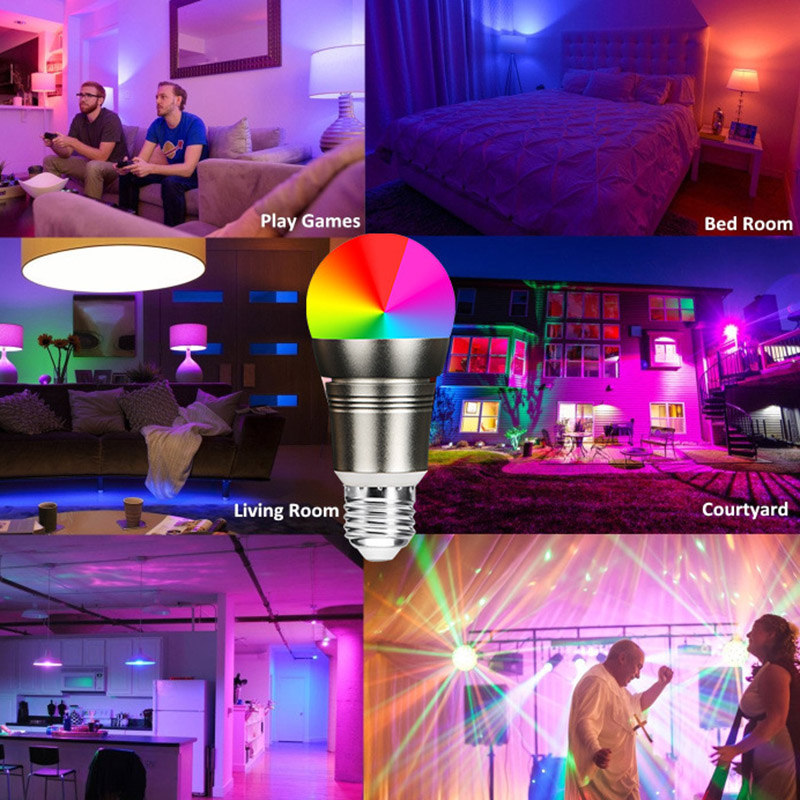E27 3W Dimmable RGB LED Light Bulb Lamp Color Changing IR Remote AC 85-265VCHP 