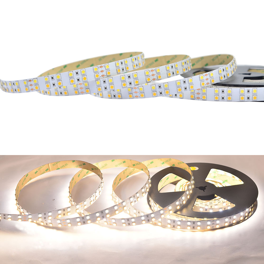 Dvouřadá LED pásková světla DC12V 5050SMD 600LEDs CCT – řada čistě bílá+teplá bílá Super Bright Dvouřadá LED pásková světla DC12V 5050SMD 600LEDs CCT – řada čistě bílá+teplá bílá Super Bright