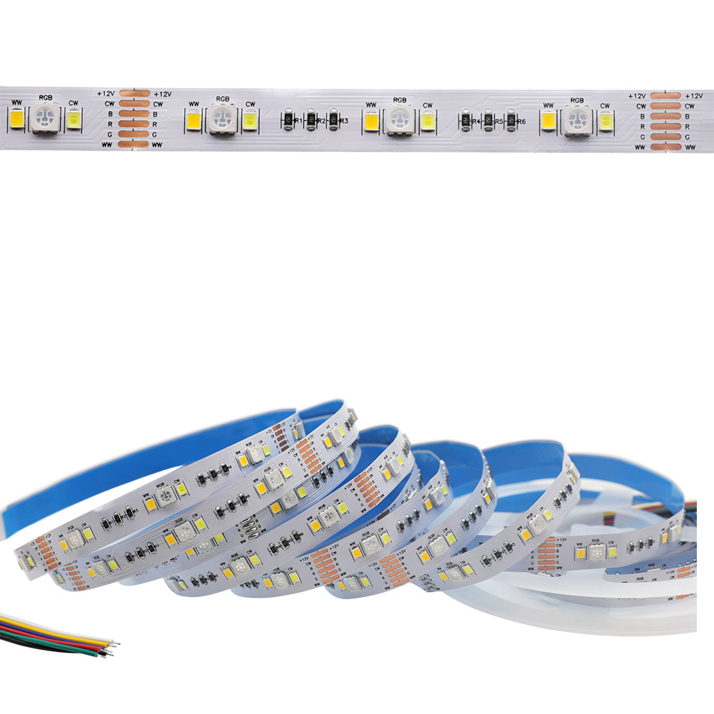 Mehrfarbige RGB+WW+CW-LED-Leuchten – 12 mm 12 V RGBCCT-LED-Streifen – 60 LEDs/m Mehrfarbige RGB+WW+CW-LED-Leuchten – 12 mm 12 V RGBCCT-LED-Streifen – 60 LEDs/m