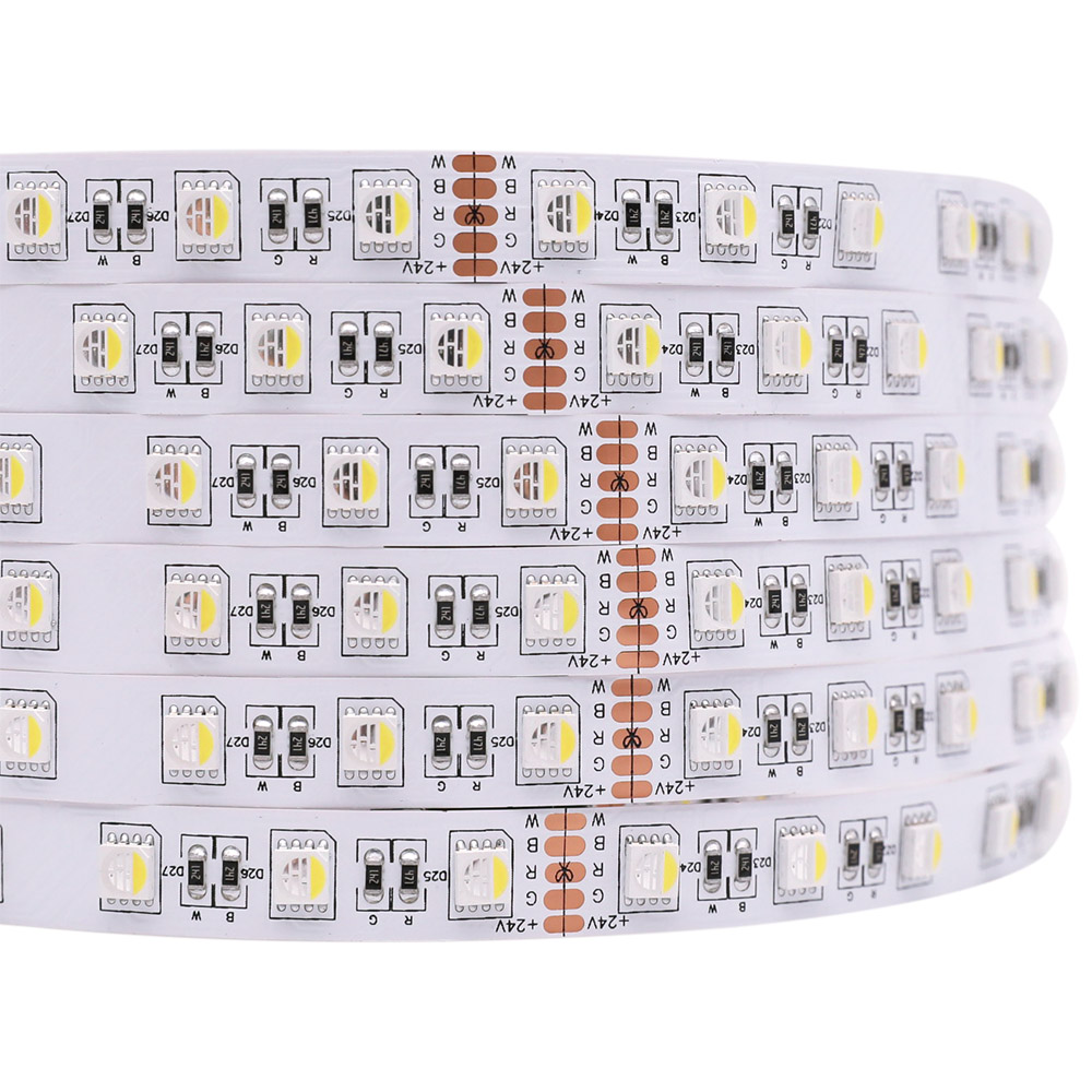 5m super jasná LED RGBW světla měnící barvu – 12V/24V – 3000K/4000K/6000K bílá
