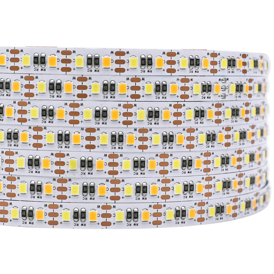 Reinweiß+Warmweiß CCT-Serie – DC5–24 V 2835SMD flexible LED-Streifenlichter – 600 LEDs