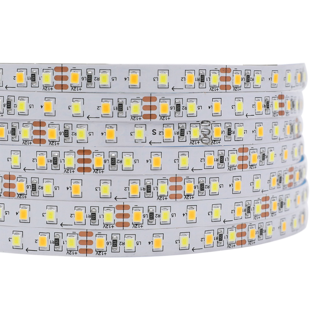 DC12V 2835SMD 600LED Flexibilní CCT LED páskové světlo - Teplota barev Čistá bílá + Teplá bílá