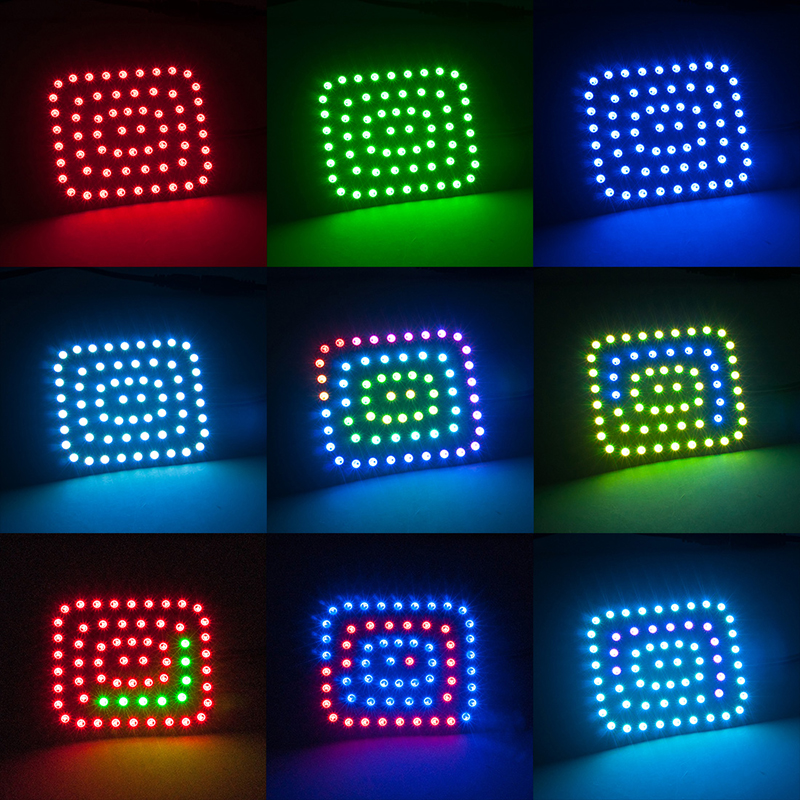 Eingebautes digital adressierbares Vollfarb-LED-Anzeigefeld WS2812B, 62 Pixel rechteckiges Ring-DC5V-flexibles LED-programmiertes Bedienfeld Eingebautes digital adressierbares Vollfarb-LED-Anzeigefeld WS2812B, 62 Pixel rechteckiges Ring-DC5V-flexibles LED-programmiertes Bedienfeld