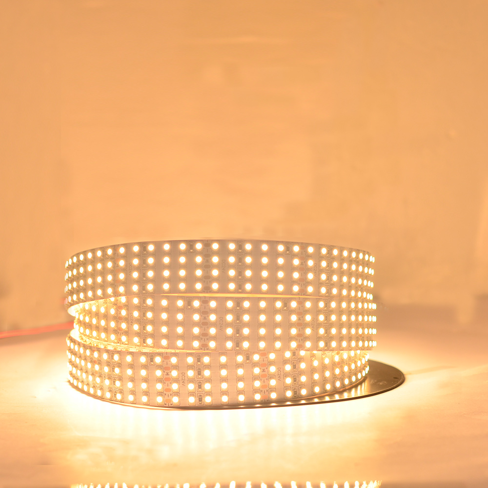 Čtyřřadá-barevná-teplota-čistá-bílá+teplá-bílá-řada DC24V-3528SMD-2400LEDs-Flexibilní-LED-páskové-světla