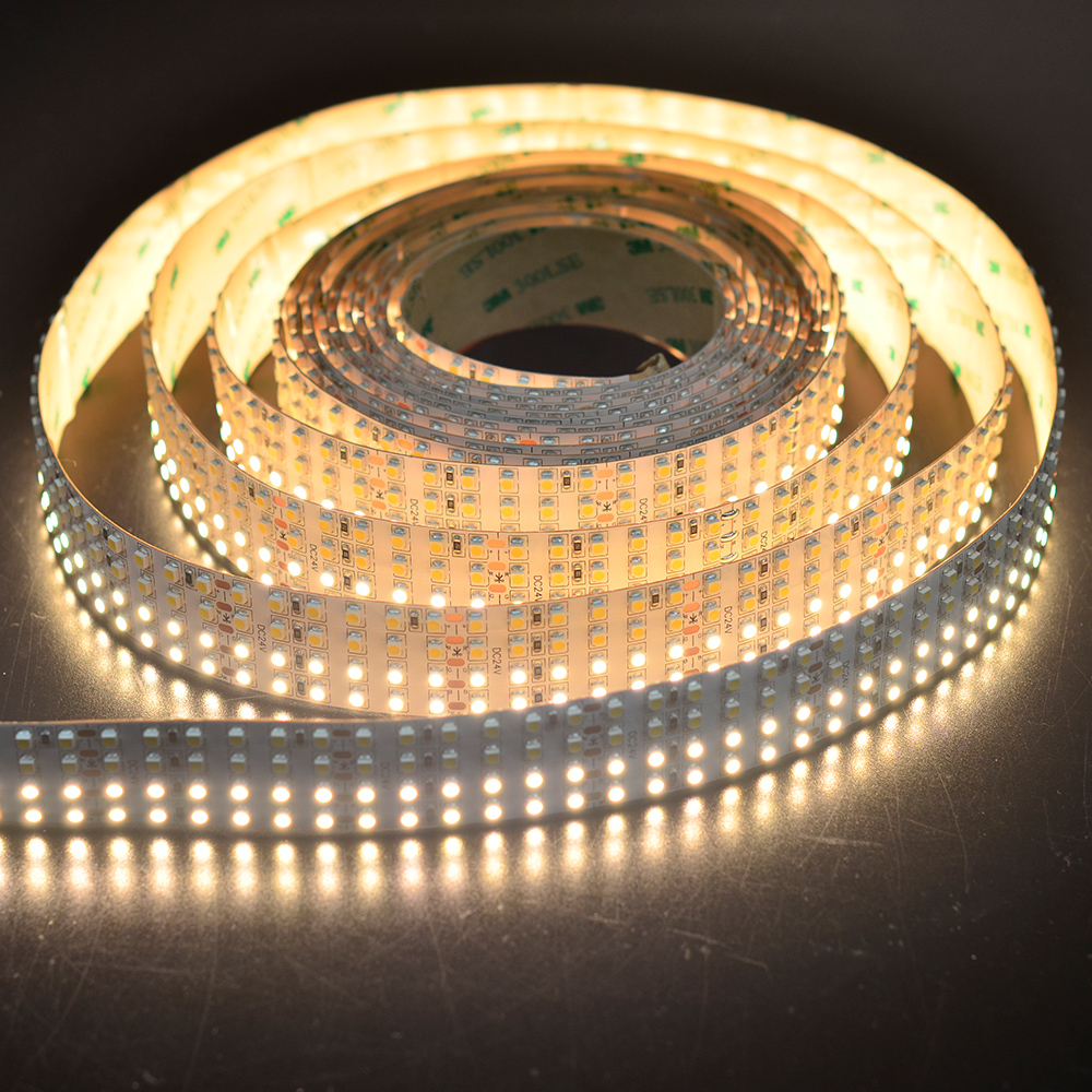 Čtyřřadá-barevná-teplota-čistá-bílá+teplá-bílá-řada DC24V-3528SMD-2400LEDs-Flexibilní-LED-páskové-světla