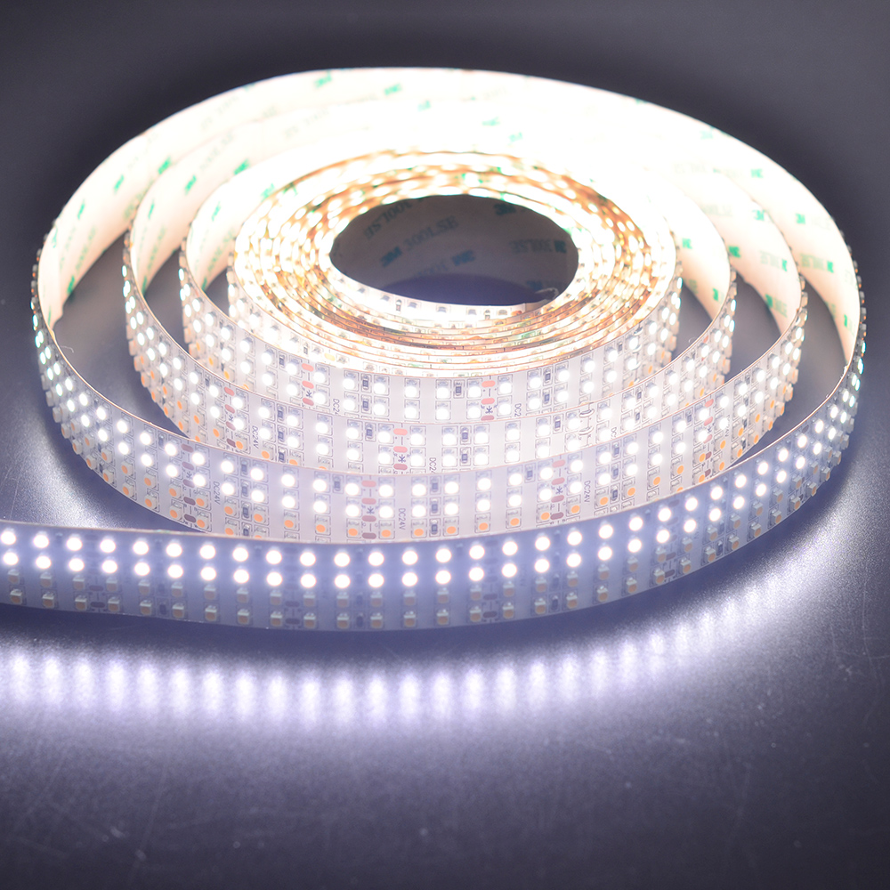 Čtyřřadá-barevná-teplota-čistá-bílá+teplá-bílá-řada DC24V-3528SMD-2400LEDs-Flexibilní-LED-páskové-světla