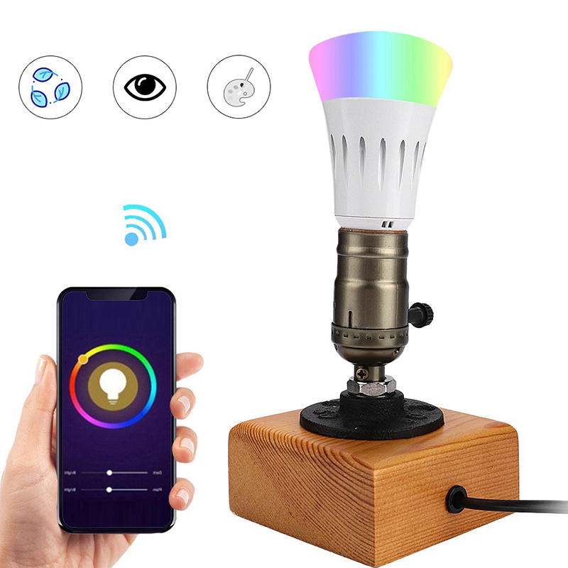 AC85-265V Woodcraft Smart WIFI LED stolní světlo, LED žárovka Práce s Alexou a Google Assistant
