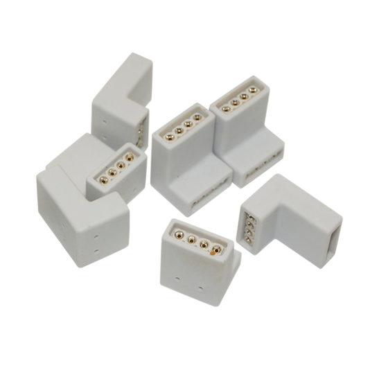 LED-Stecker ohne Schweißen, 4-polig, L-förmig, Spritzguss, RGB 5050, bunte Lichtleiste mit Ecke