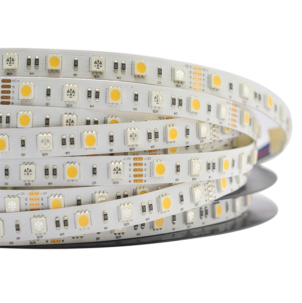 RGB+weiße LED-Farbwechsellichter – 60 LEDs/m 5050 LED-Streifen – 12 V/24 V