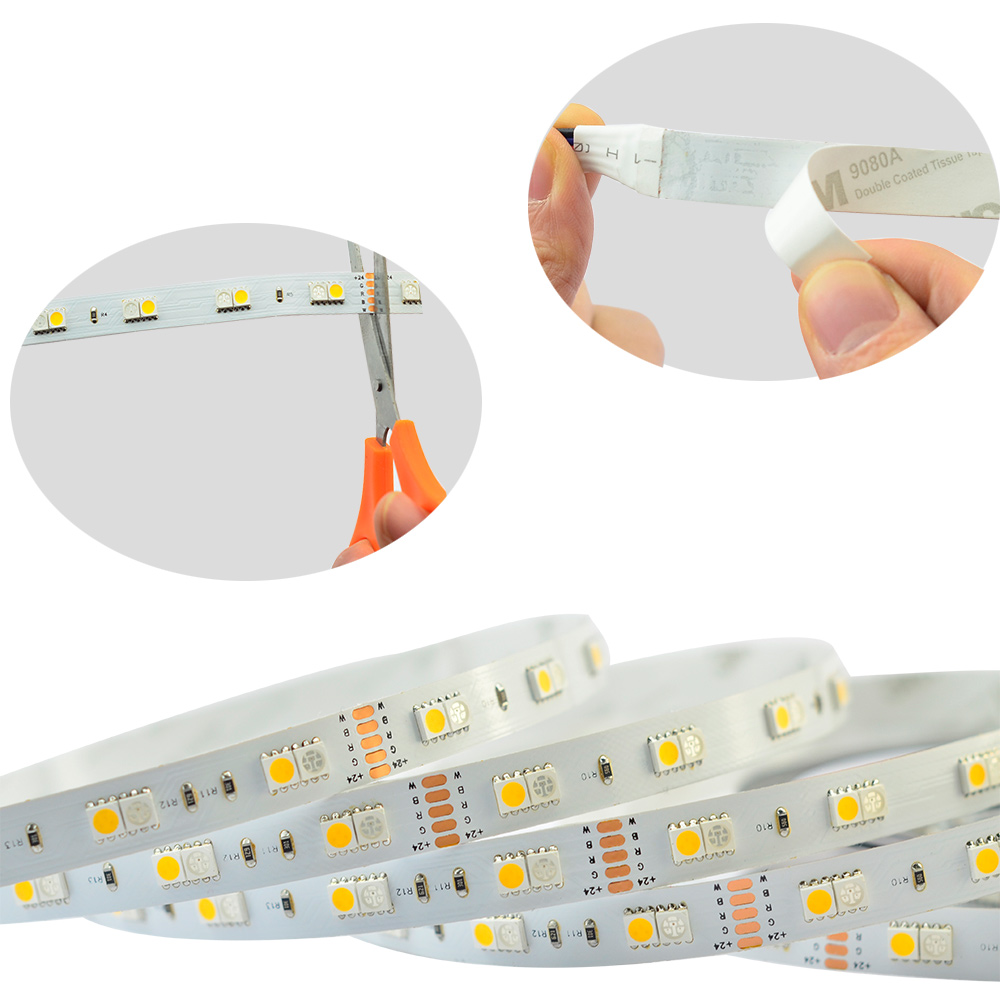 RGB+weiße Farbwechsel-Außenleuchten – 72 LEDs/m 24 V LED-Streifen – 3000 K/4000 K/6000 K RGB+weiße Farbwechsel-Außenleuchten – 72 LEDs/m 24 V LED-Streifen – 3000 K/4000 K/6000 K