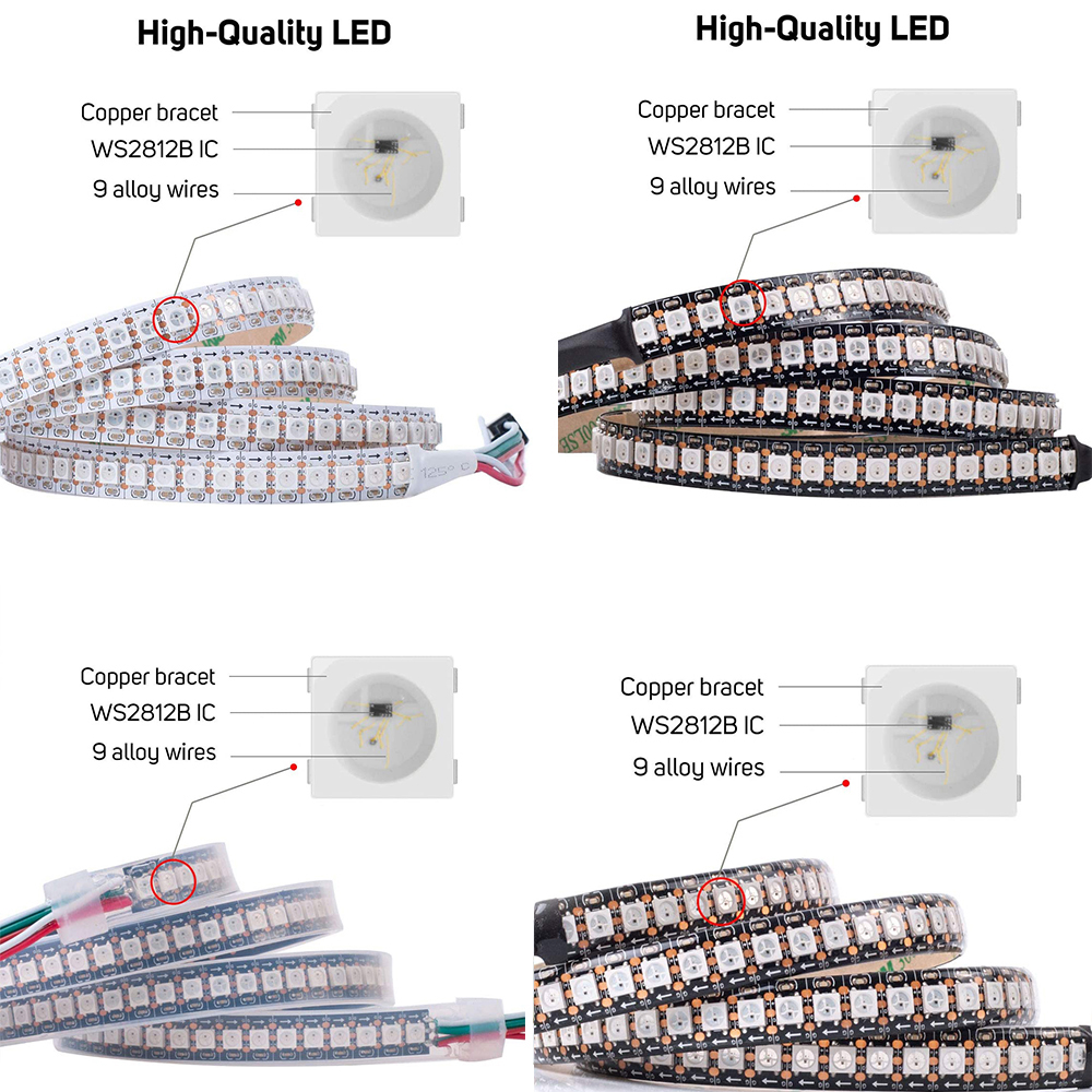 Newest WS2812B 332Chips/m Highest Density Addressable RGB COB LED Light -  DC5V Dream Color Flexible COB LED Strips - 1m/3.28ft Per Roll