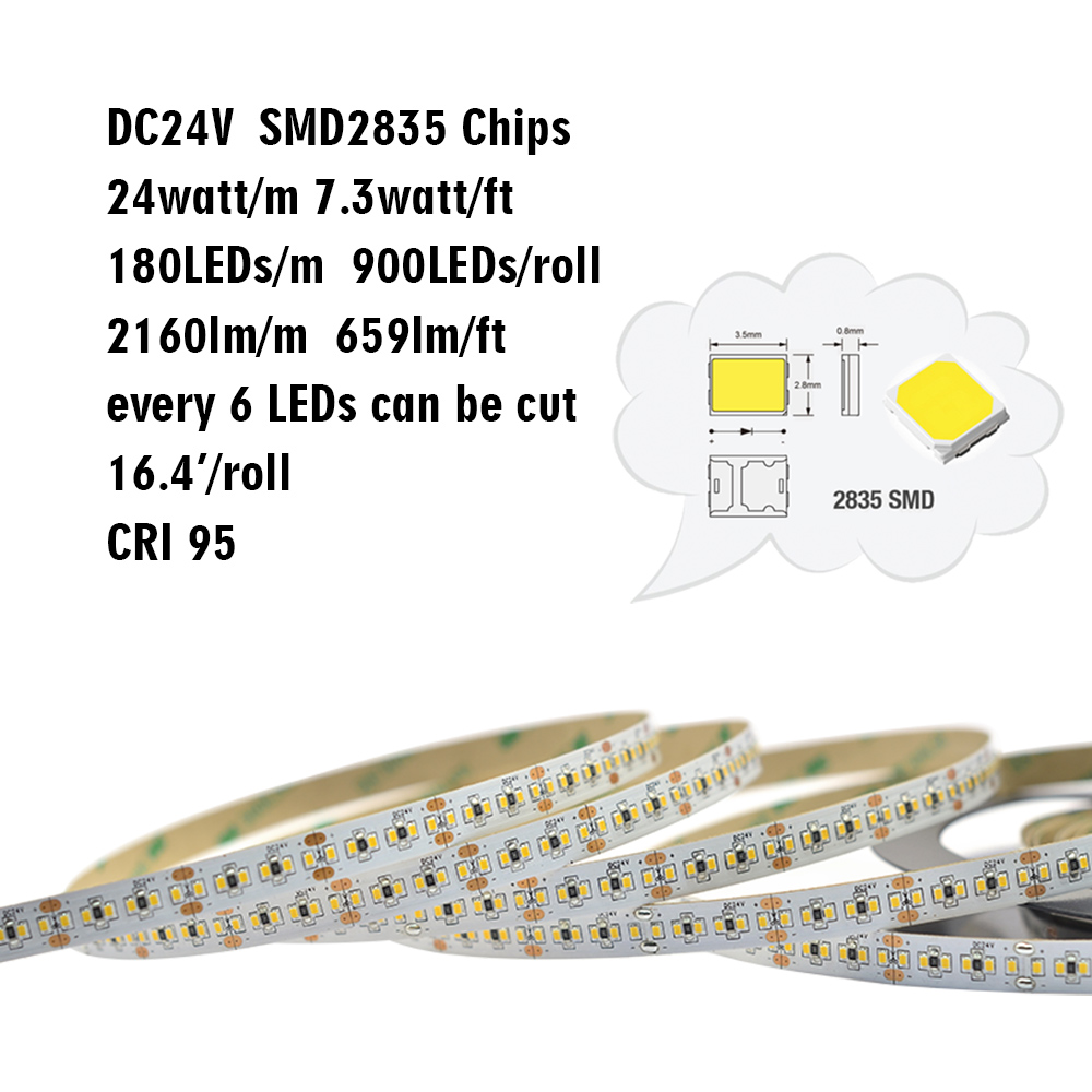 Einreihige Serie DC24V 2835SMD 900LEDs Flexible LED-Streifenbeleuchtung, wasserdicht, 16.4 Fuß pro Rolle im Angebot Einreihige Serie DC24V 2835SMD 900LEDs Flexible LED-Streifenbeleuchtung, wasserdicht, 16.4 Fuß pro Rolle im Angebot