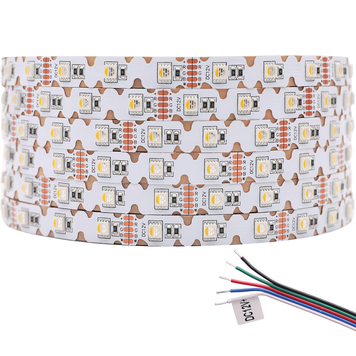 RGBW LED světla měnící barvu – 12V 48LEDs/m LED pásek ve tvaru S Ohýbatelný