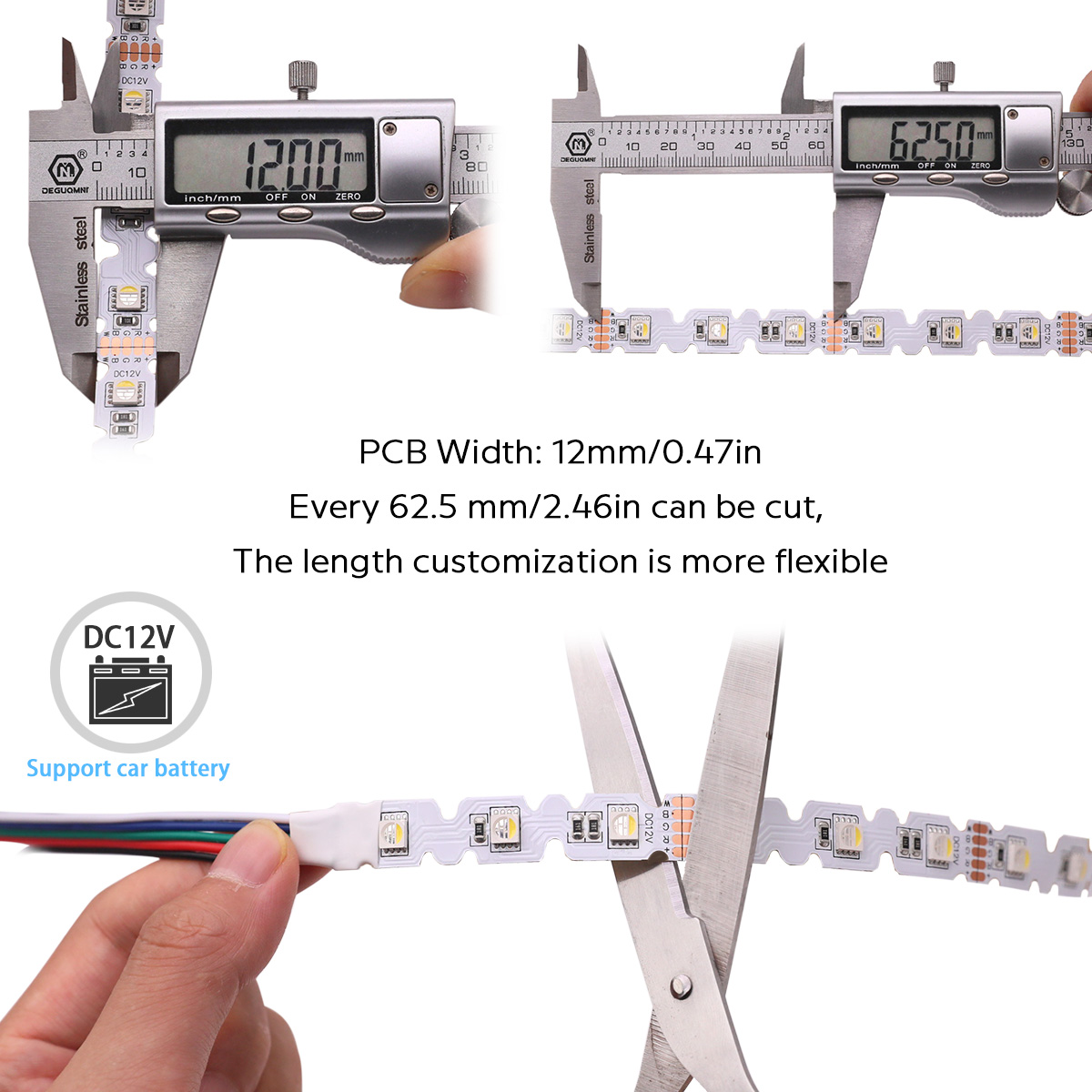 RGBW Color Changing LED Lights - 12V 48LEDs/m S Shape LED Strip Bendable