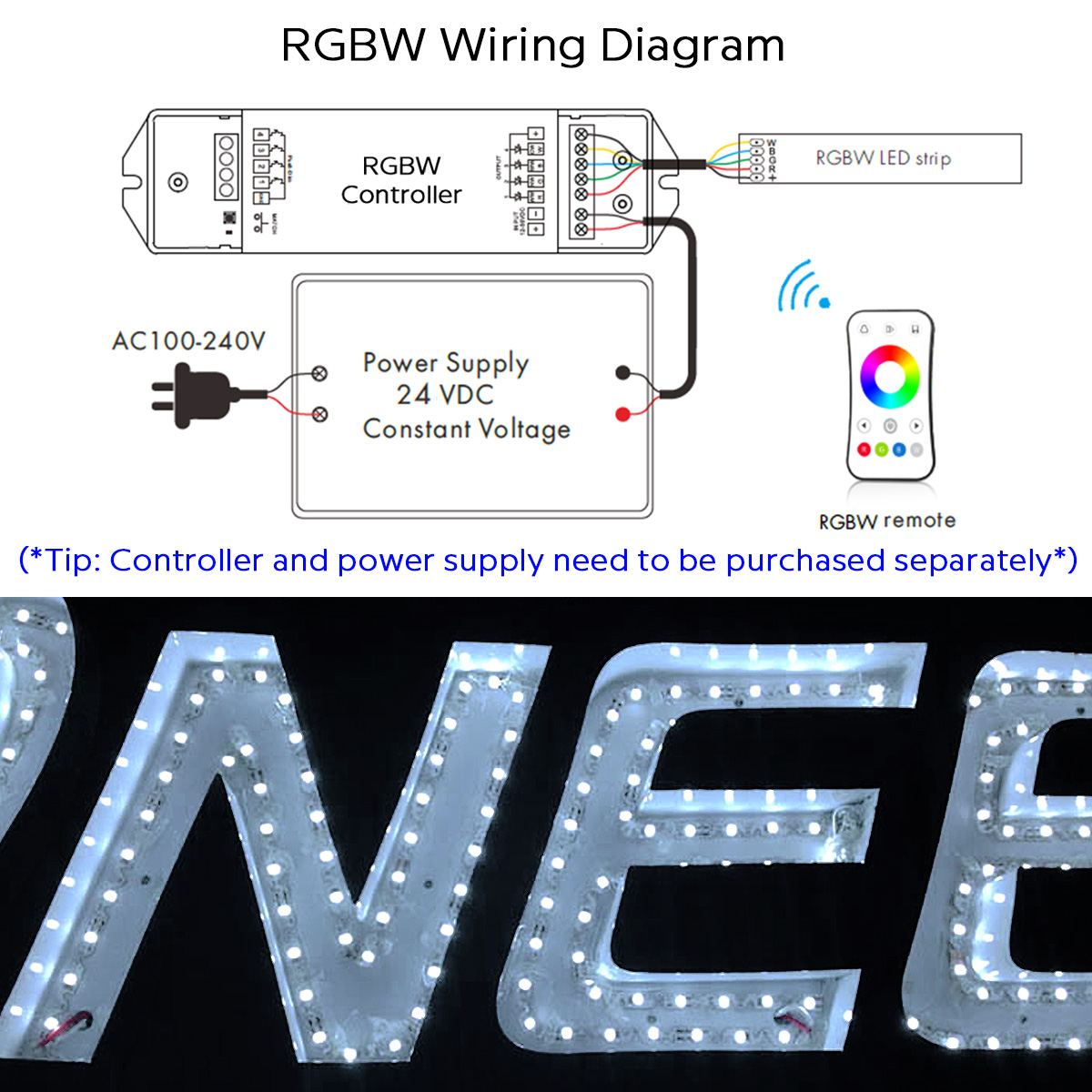 RGBW Color Changing LED Lights - 12V 48LEDs/m S Shape LED Strip Bendable