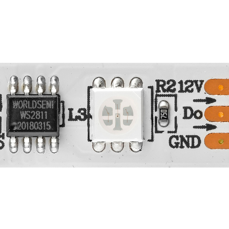 UCS1903 12V Programovatelný LED světelný pás s proměnlivým zpracováním barev 30LED/m UCS1903 12V Programovatelný LED světelný pás s proměnlivým zpracováním barev 30LED/m