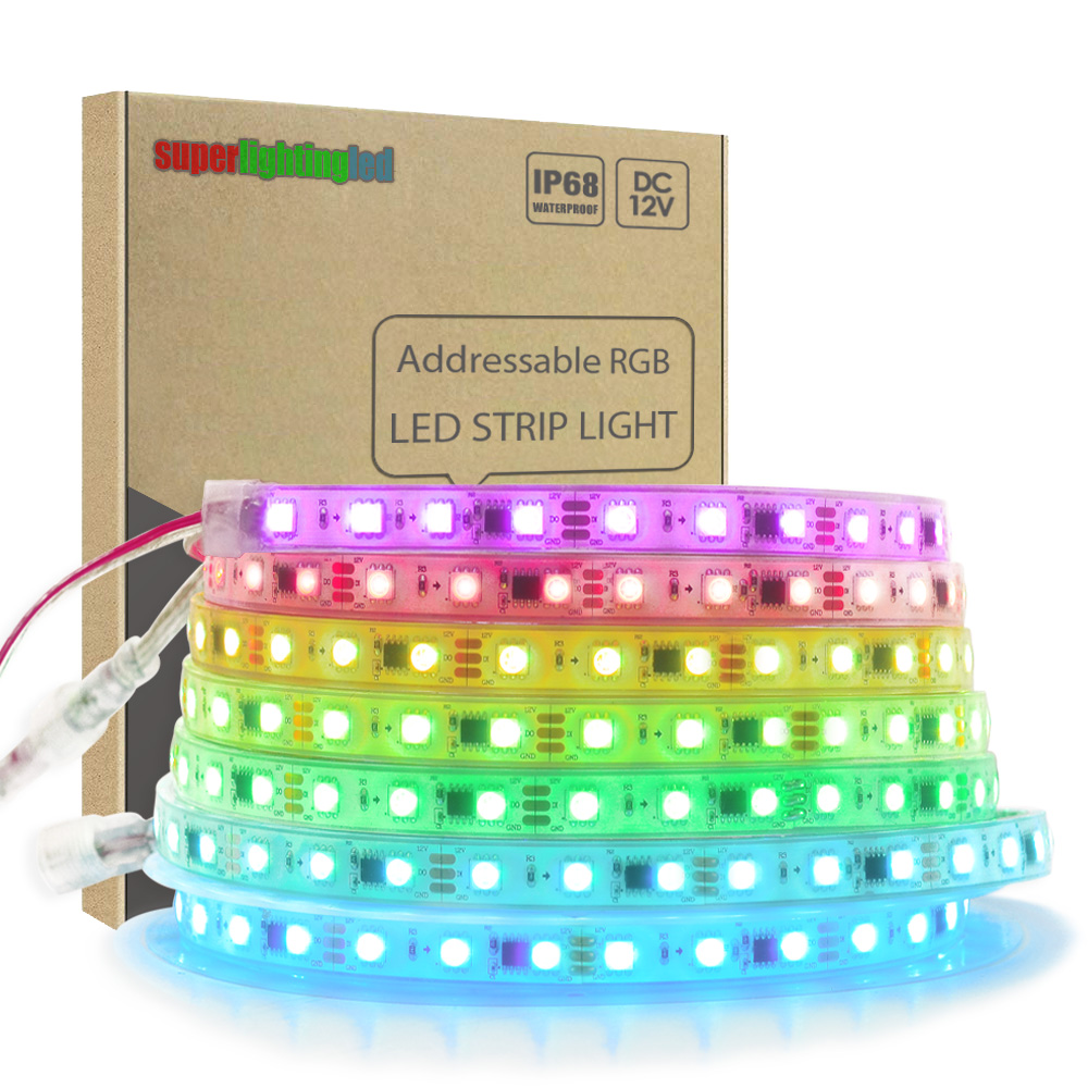 WS2811 DC12/24V 300LEDs Serie Flexible LED-Streifenlichter, adressierbarer, programmierbarer Vollfarbverlauf, wasserdicht für den Außenbereich IP68, 5 m/16.4 Fuß pro Rolle im Angebot