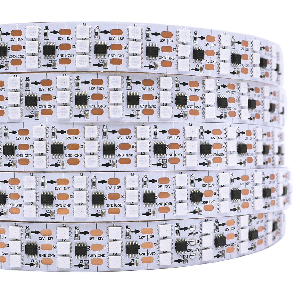 DC12V WS2811 Adressierbares LED-Lichtband mit hoher Helligkeit, 144 LEDs/m, 16.4 Fuß/5 m dreireihige flexible 5050-RGB-LED-Streifen