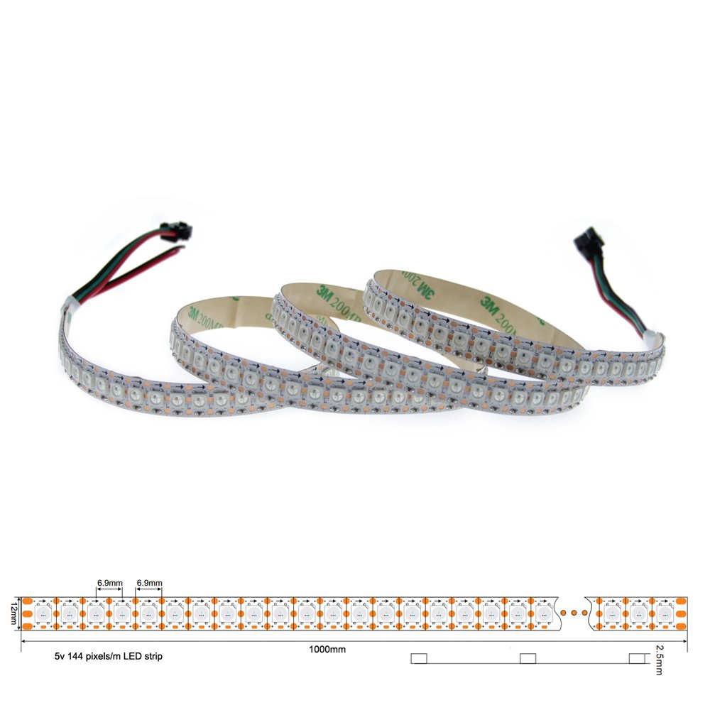 Flexibilní LED pásková světla řady WS2812B DC5V, programovatelné zachycování plné barvy pixelů, vnitřní použití, 144 LED/m 1.64–6.56 stop na kotouč v prodeji Flexibilní LED pásková světla řady WS2812B DC5V, programovatelné zachycování plné barvy pixelů, vnitřní použití, 144 LED/m 1.64–6.56 stop na kotouč v prodeji