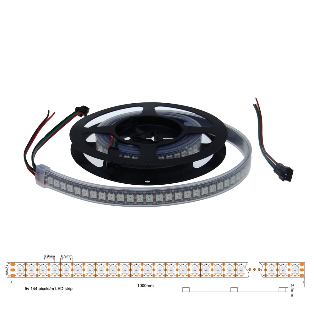 WS2812B DC5V-Serie Flexible LED-Streifenlichter, programmierbare Pixel-Vollfarbverfolgung, wasserdicht für den Außenbereich optional, 144 LEDs/m 1.64–6.56 Fuß pro Rolle im Angebot WS2812B DC5V-Serie Flexible LED-Streifenlichter, programmierbare Pixel-Vollfarbverfolgung, wasserdicht für den Außenbereich optional, 144 LEDs/m 1.64–6.56 Fuß pro Rolle im Angebot
