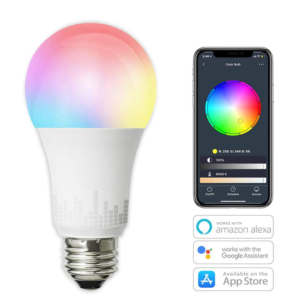 WiFi LED RGBW 8W E27 Chytrá žárovka Bezdrátová Magic Color Light Stmívatelná lampa Dálkové ovládání z telefonu iOS Android a Amazon Alexa