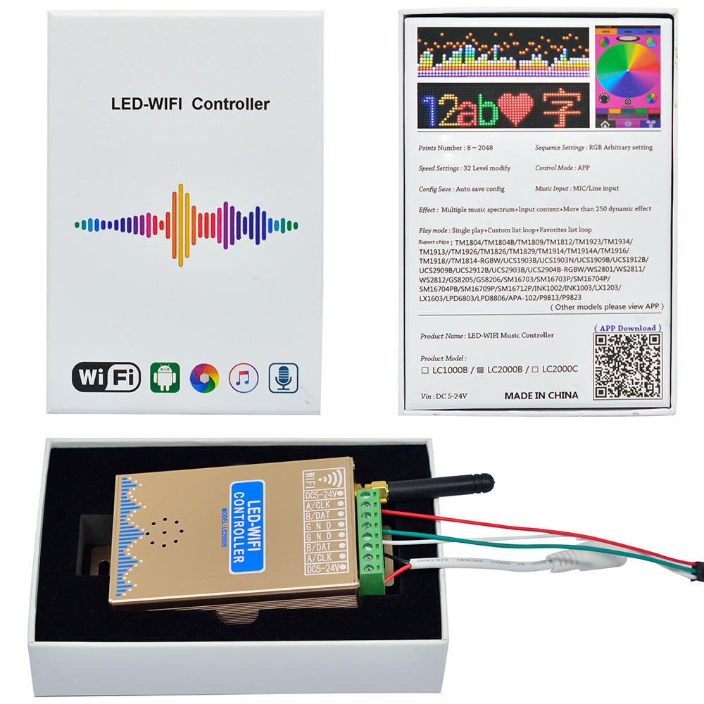 LC-2000B SPI LED WIFI hudební ovladač, obsah podpory APP LC-2000B SPI LED WIFI hudební ovladač, obsah podpory APP