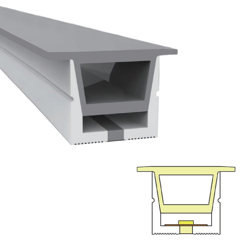 1616 Waterproof Silicone LED Strip Light Tube With Flange For 12mm PCB, Fully Top Glow